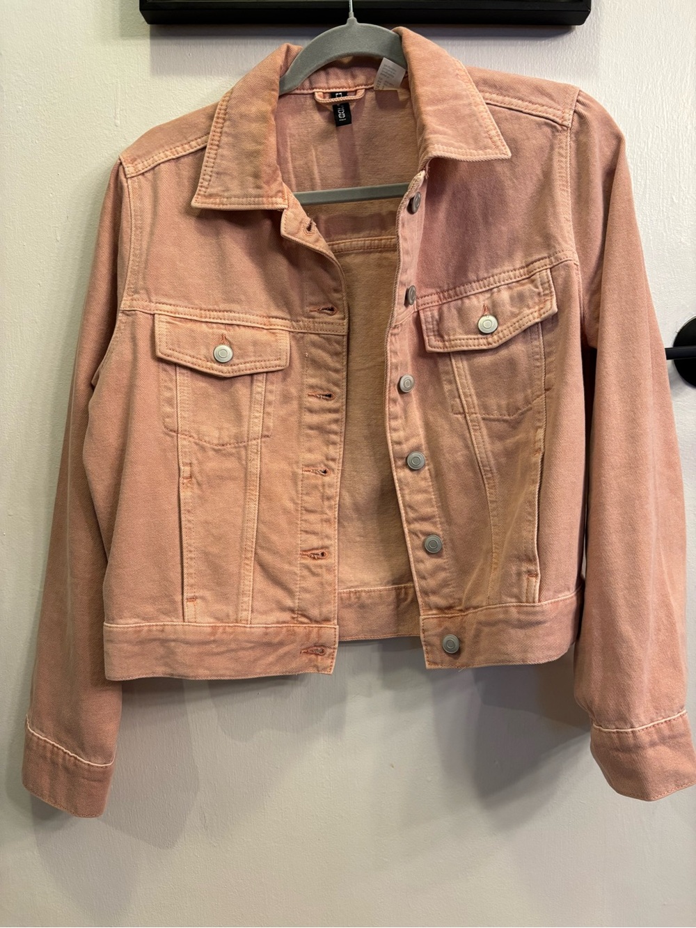 H&M Dusty Pink Denim Jacket - Button-Front Jean Jacket